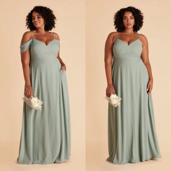 Birdy Grey Devin Convertible Chiffon Sage Bridesmaid Maxi Dress NWT - Picture 1 of 3